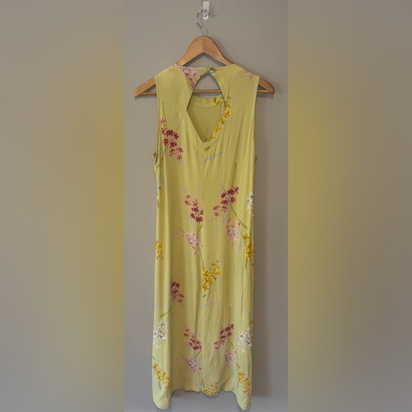 VINTAGE BARBARA LESSER 90s Y2K Sleeveless Rayon Green Floral Dress Made in USA M - Picture 2 of 12